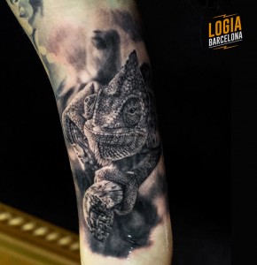 tatuaje_realismo_camaleon_brazo_Logia_Barcelona_Eduar_Cardona 